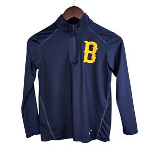 Holloway Youth Coolcore 1/4 Zip Pullover Navy Blue Athletic Shirt Size M B Logo